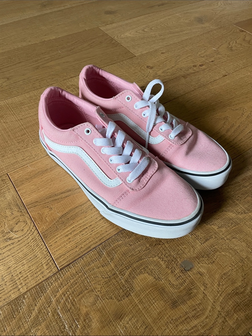 Pink Vans Low-Top Canvas Sneakers with White Stripe